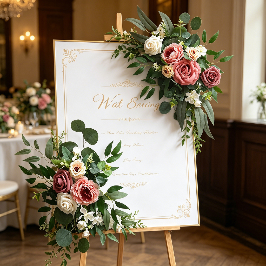 Yuejia Lot de 2 guirlandes de fleurs artificielles 19,69 pouces/50 cm pour panneau de cérémonie de mariage décors de réception de mariage décoration de table arrangements floraux