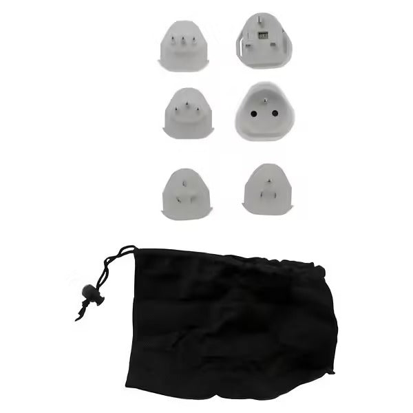 Zenitech Lot de 6 adaptateurs de voyage avec 5 fiches mâles, pour 100 pays - Pochette offerte - Blanc