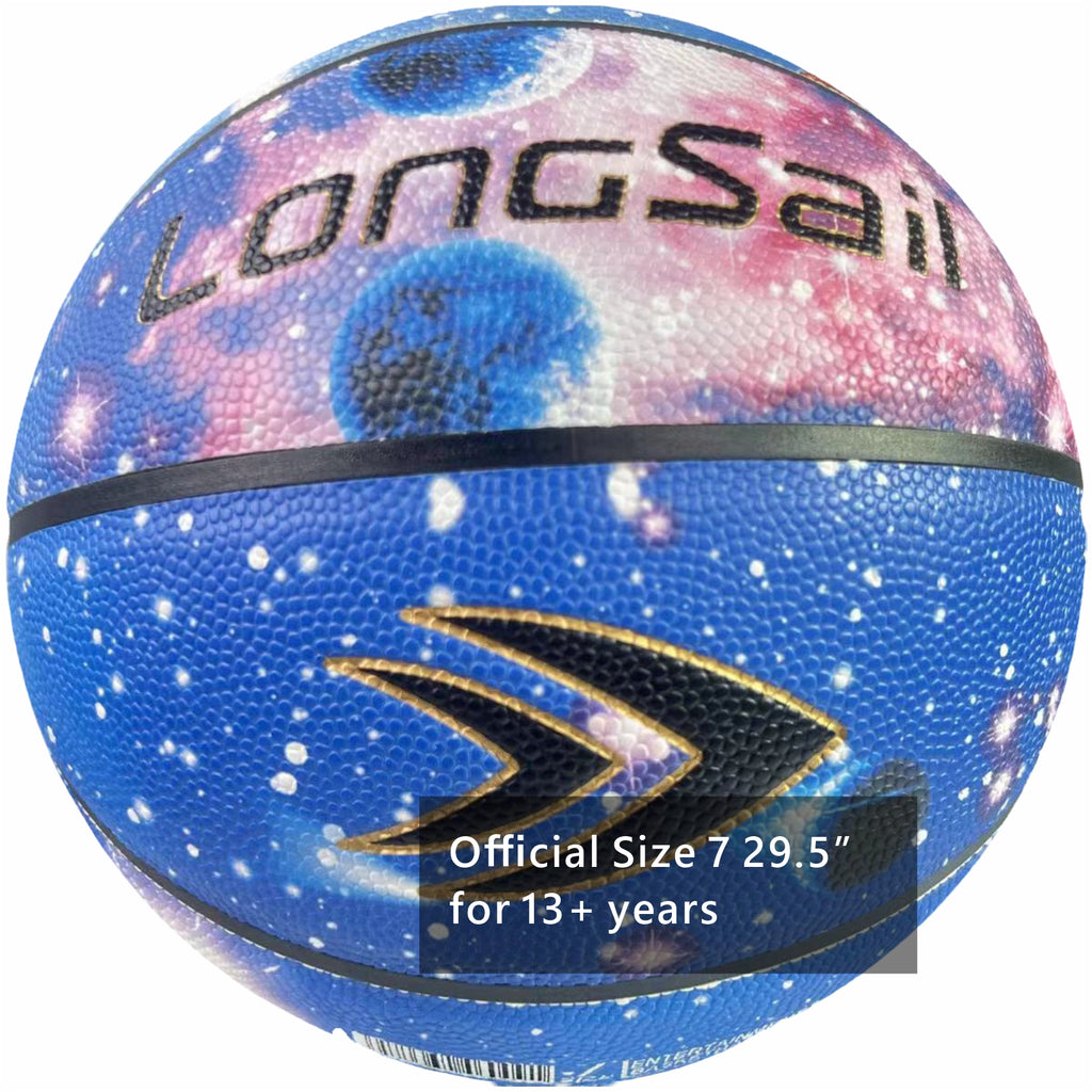 LONGSAIL Ballon de basketball en cuir composé/microfibre premium taille 7 – Sky Blue