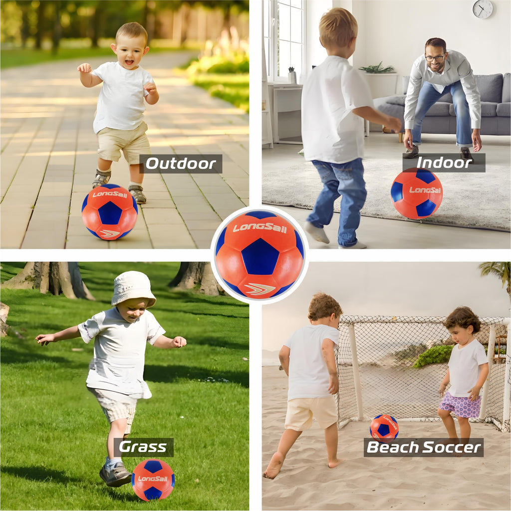 LONGSAIL Ballon de football en caoutchouc haute qualité orange/bleu - Taille 3