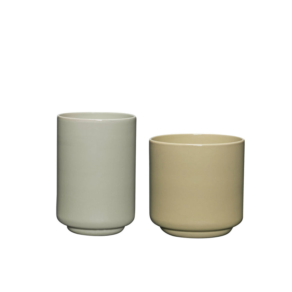Hübsch Deux pots Vert clair/Sable (lot de 2)