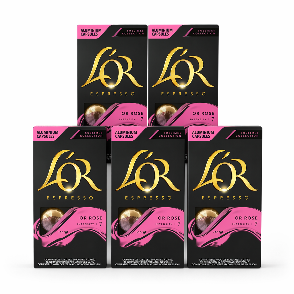 L'OR Capsules Espresso Or Rose compatibles Nespresso - 10 capsules (Lot de 5)
