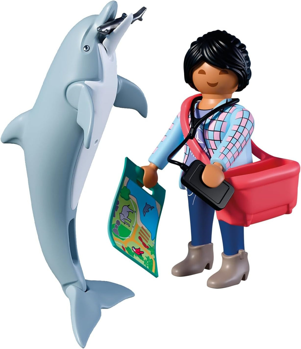 PLAYMOBIL Set de Figurines Dauphin et Dresseur de Zoo