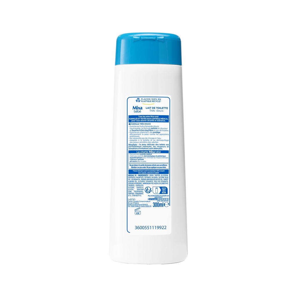 Mixa Bébé Lotion Nettoyante Très Douce, pour Peaux Sensibles, 300 ml
