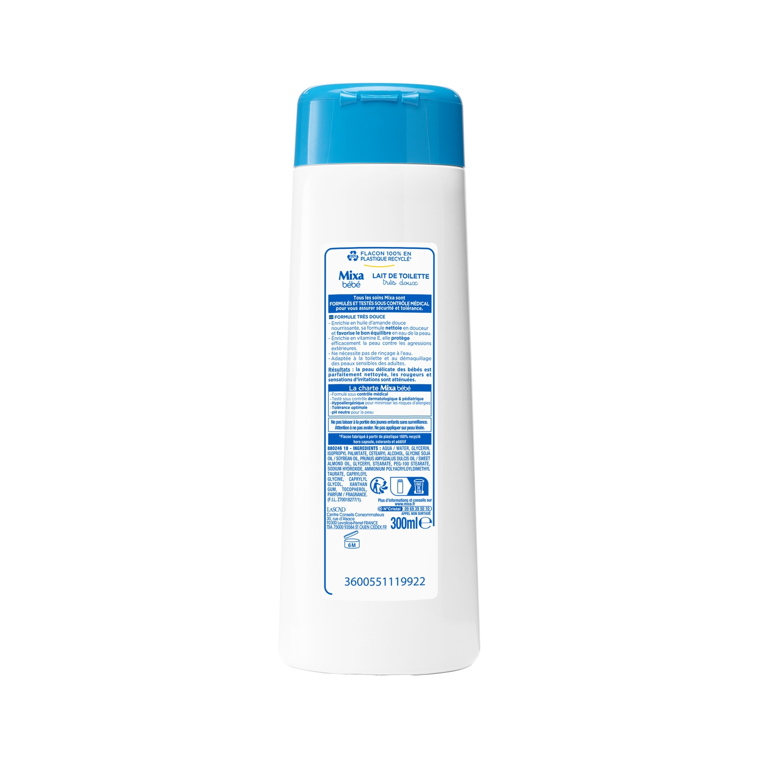 Mixa Bébé Lotion Nettoyante Très Douce, pour Peaux Sensibles, 300 ml
