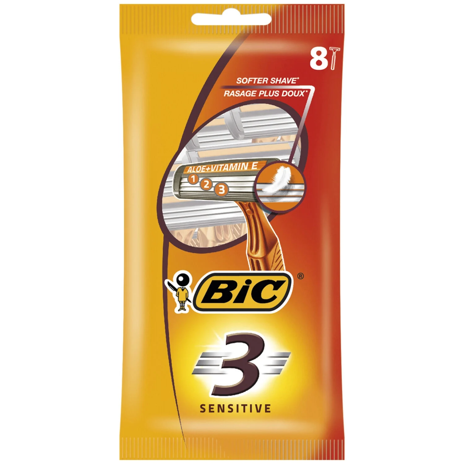 BIC Rasoirs jetables 3 lames sensitive masculin 3 pochette x8