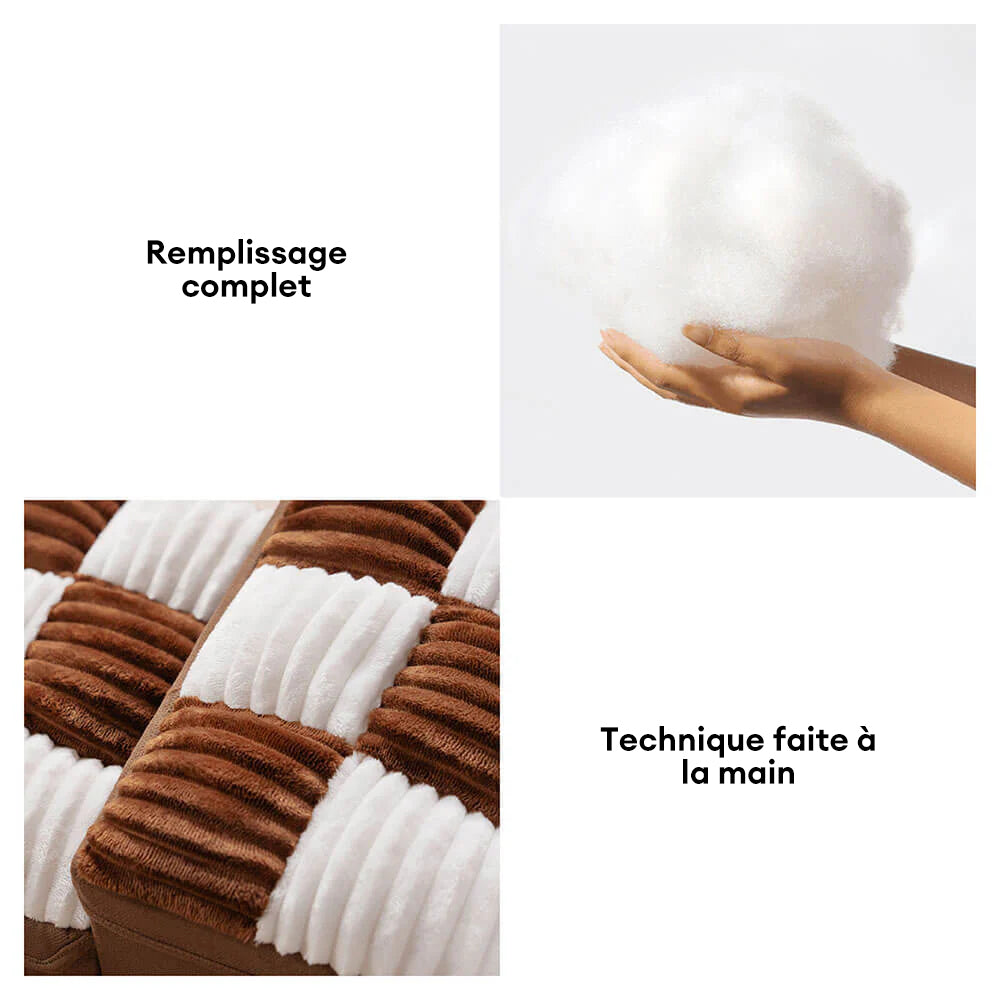 FUNNYFUZZY Escalier pour animaux de compagnie chats et chiens, 2 niveaux, Design à carreaux, Fait main, Marron, Avec espace de rangement, Capacité de charge jusqu'à 20 kg, 45 x 34 x 25 cm