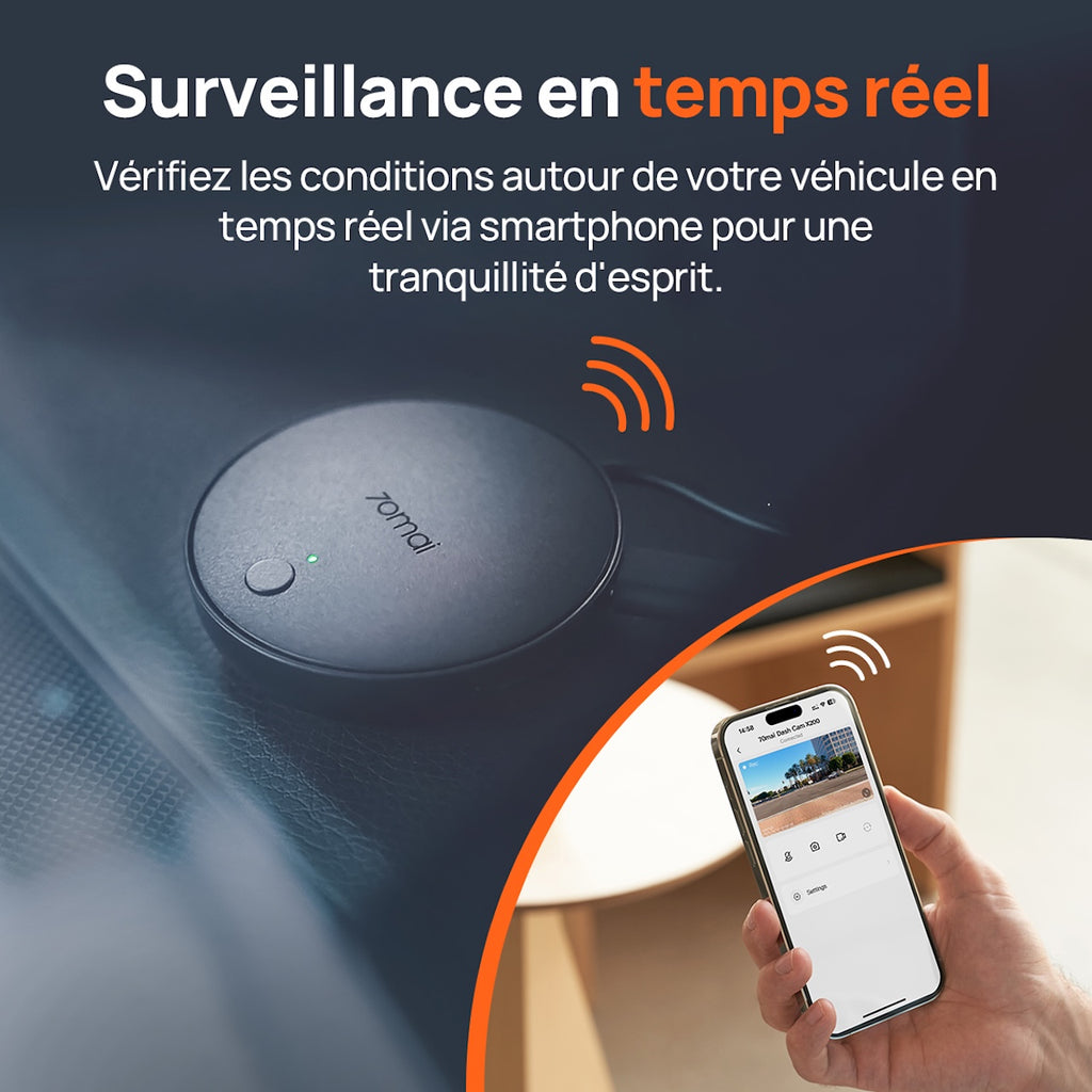 70mai Kit de câblage 4G UP04, Adaptateur d'alimentation type C pour A510, A810, 4K Omni, M800, Accessoire de caméra embarquée pour mode parking 24 h