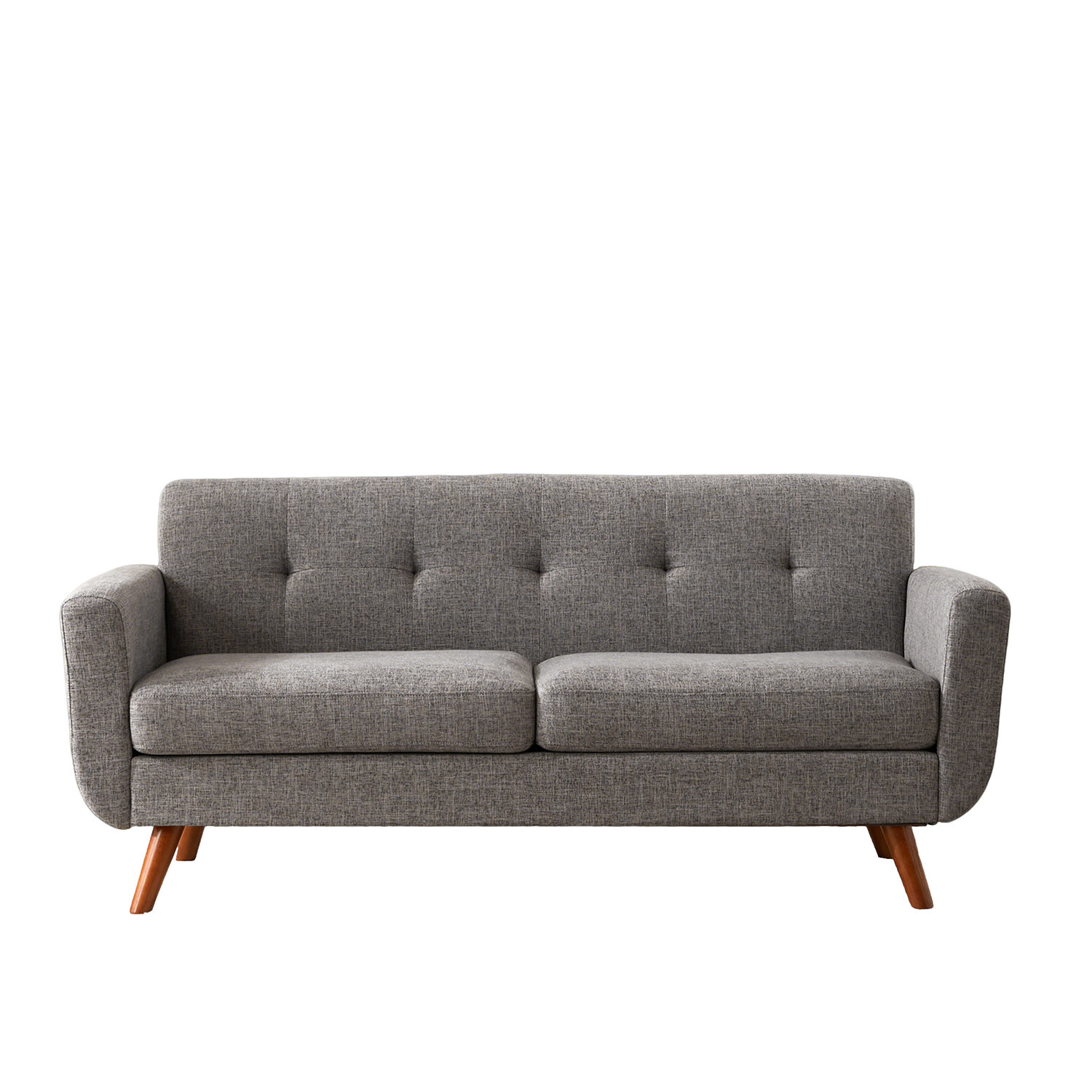 HONEYOU Canapé 165 cm, Canapés de coin pour décoration moderne du milieu du siècle pour salon, petit canapé rembourré capitonné à boutons pour chambre, meuble de coin solide et facile à installer, gris