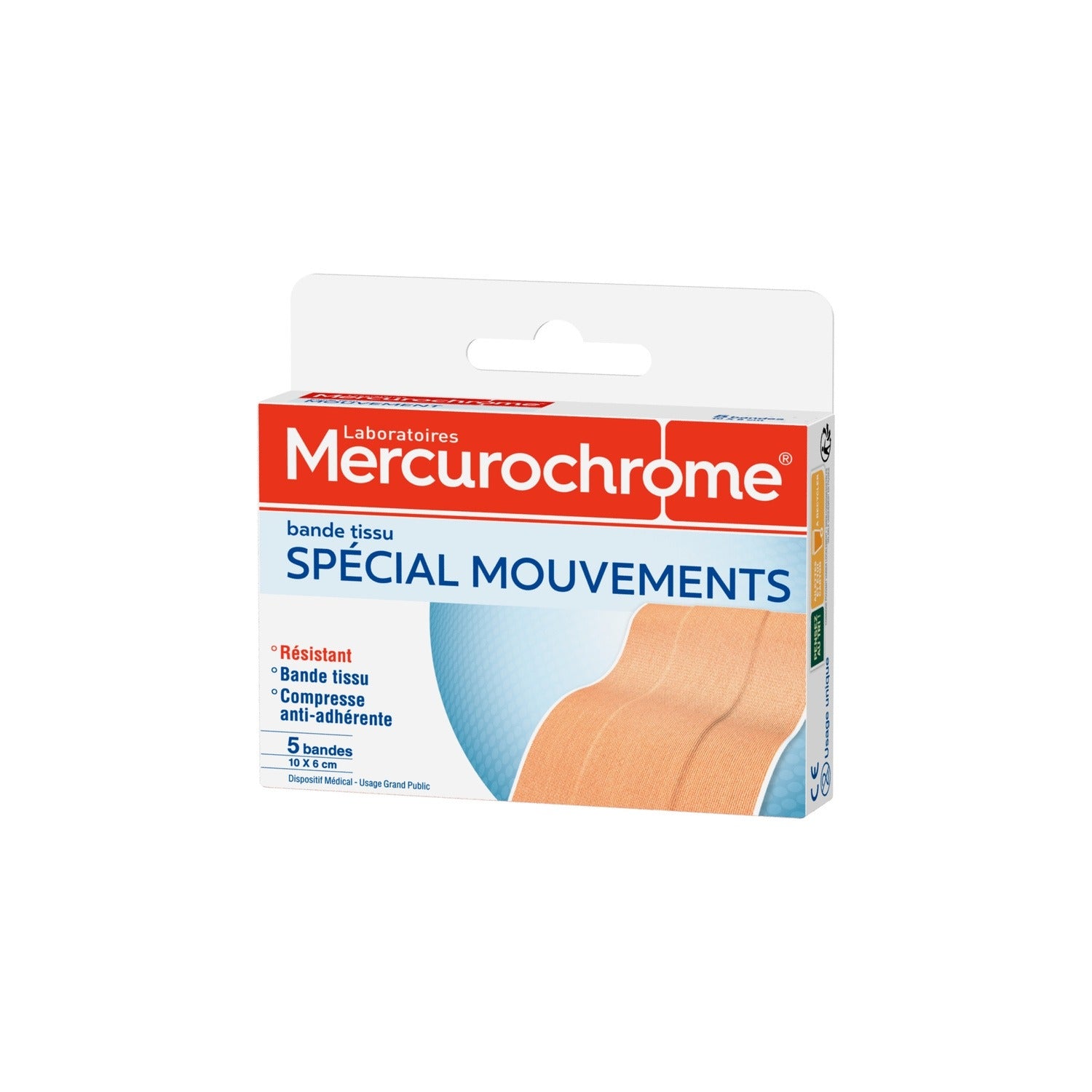 MERCUROCHROME Pansements en Tissu pour les Mouvements - Lot de 5
