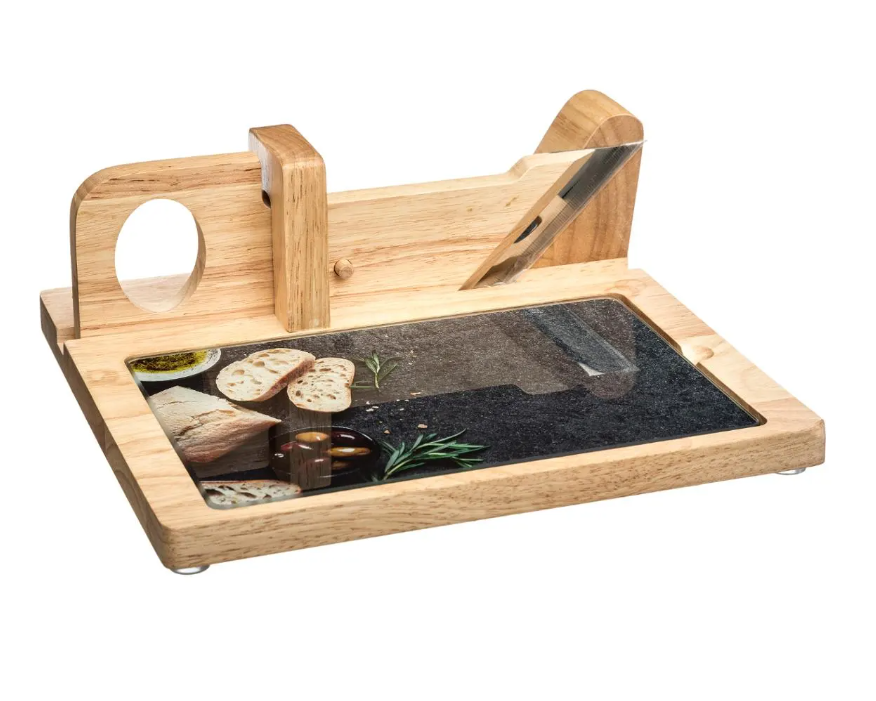 Secret de Gourmet Trancheuse à charcuterie avec planche à découper intégrée 28,5 x 26 x 10 cm