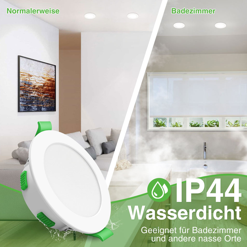 ALIPODLAX Spot LED encastrable, 230 V, Intensité variable, Ultra plat, 68 mm, 3 WT/4 W/6 W/8 W, 3 CCT (3000 K/4000 K/6500 K), IP44