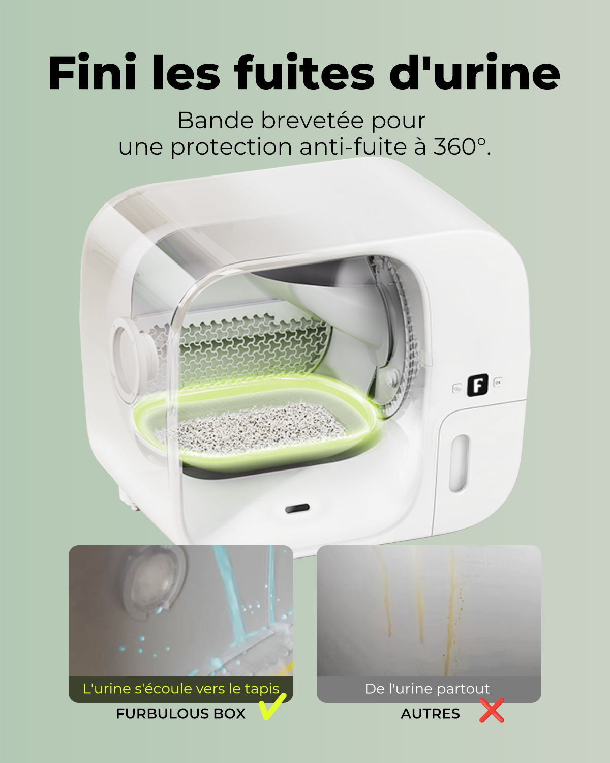 Furbulous Première Litière Automatique pour Chat au Monde avec Scellage Automatique et Sacs, Pack d'Essai de 60 Jours, Sécurité Certifiée TÜV Allemagne, Remplissage Automatique de Sacs Poubelle, Contrôle Intelligent par Application, pour Foyers Multi