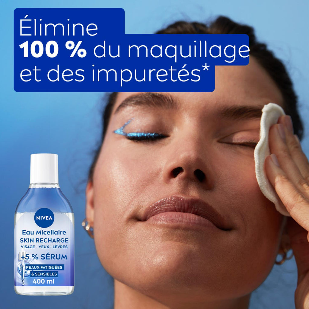 NIVEA Eau Micellaire Démaquillante Visage Infusée au Sérum Panthenol Skin Recharge Peau fatiguée 400 ml