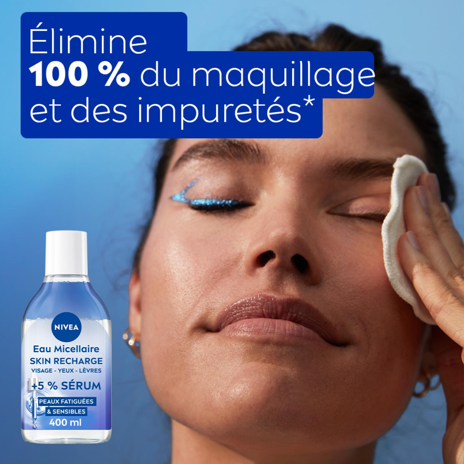 NIVEA Eau Micellaire Démaquillante Visage Infusée au Sérum Panthenol Skin Recharge Peau fatiguée 400 ml