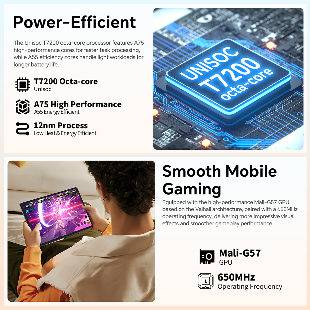 TECLAST P50T Tablette 11 po, Android 16, 4 Go de mémoire vive + 128 Go de stockage, Wi-Fi 5G, Processeur T7200 à huit cœurs, Batterie 7000 mAh, GPS, OTG, Prise audio 3,5 mm
