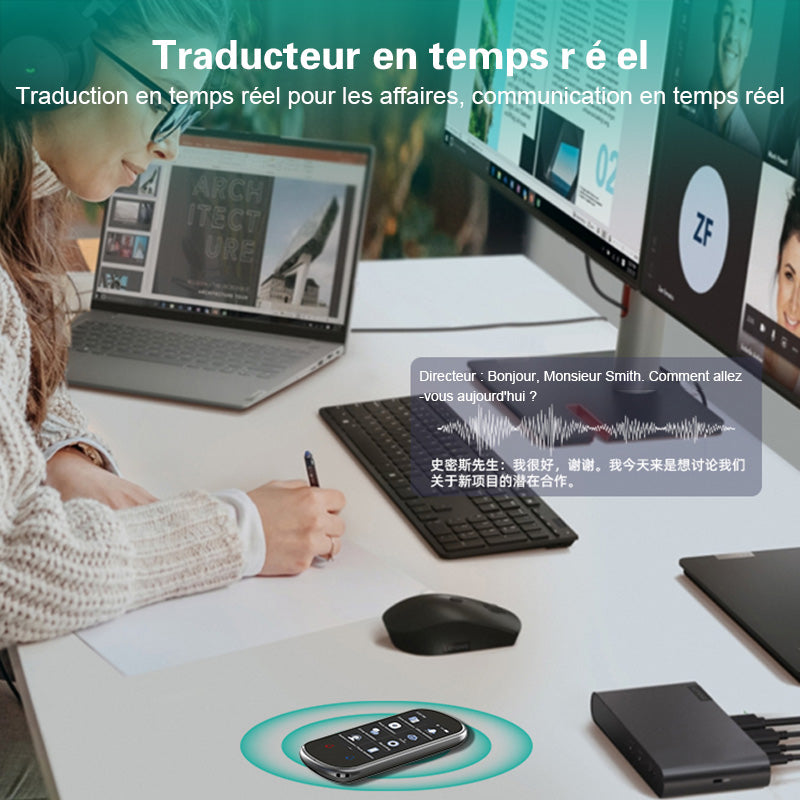 Rexsun Traducteur vocal intelligent, traduction en ligne 139 langues et traduction hors ligne 17 langues, Z2, aspect métallique gris