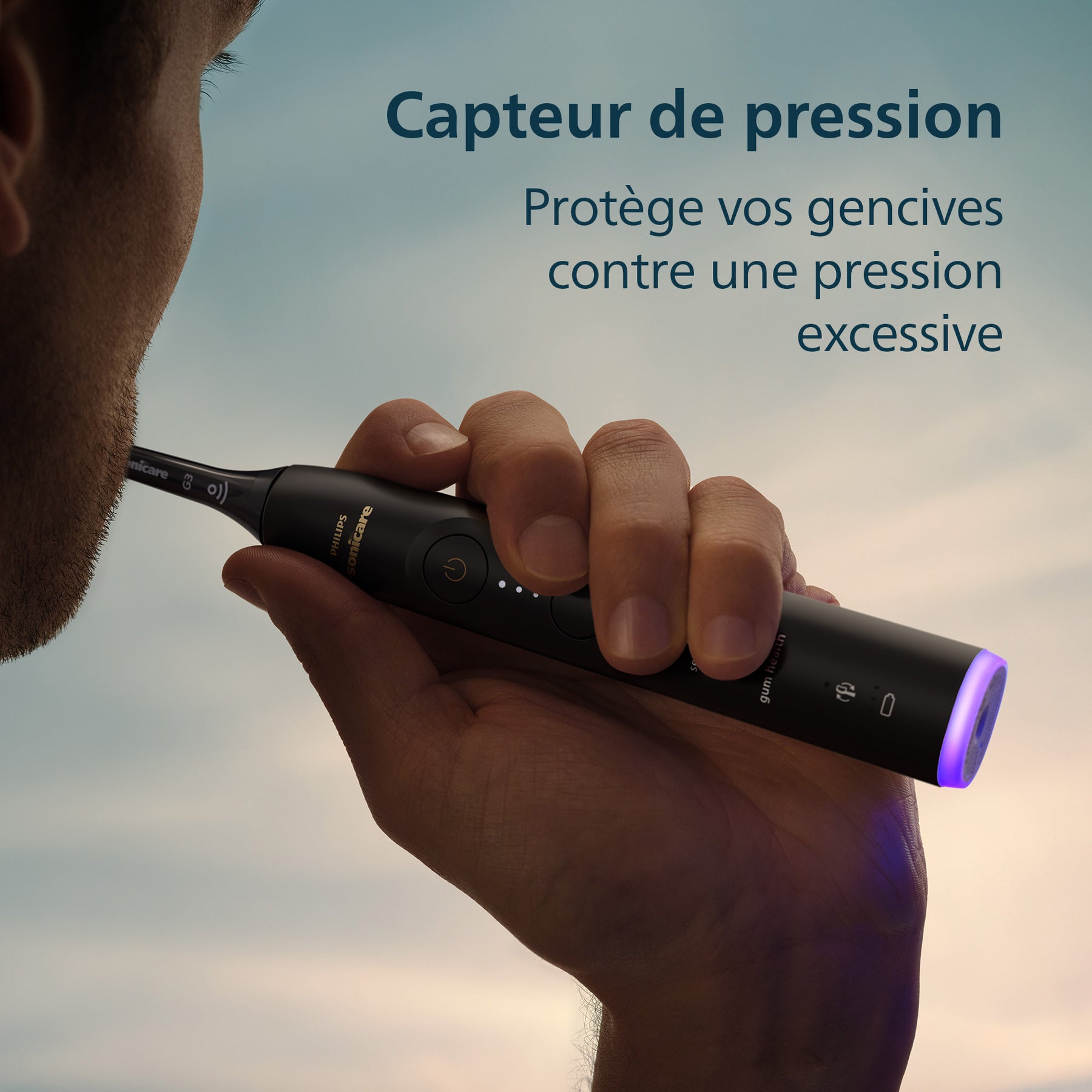 Philips Sonicare Series 7100 HX7421/01 Brosse à dents électrique avec application, capteur de pression, 4 modes de brossage, 3 niveaux d'intensité, coffret voyage USB - Noir