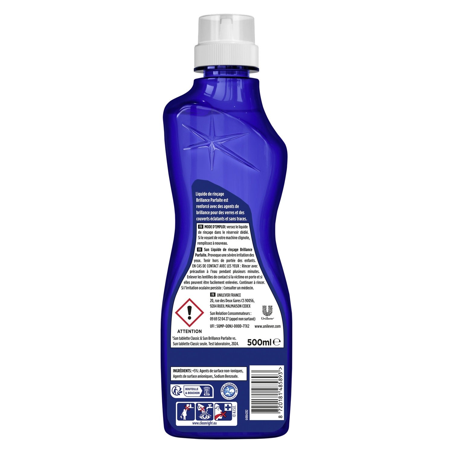 Sun Perfect Shine Liquide de Rinçage Lave-Vaisselle, Anti-Calcaire, 500 ml