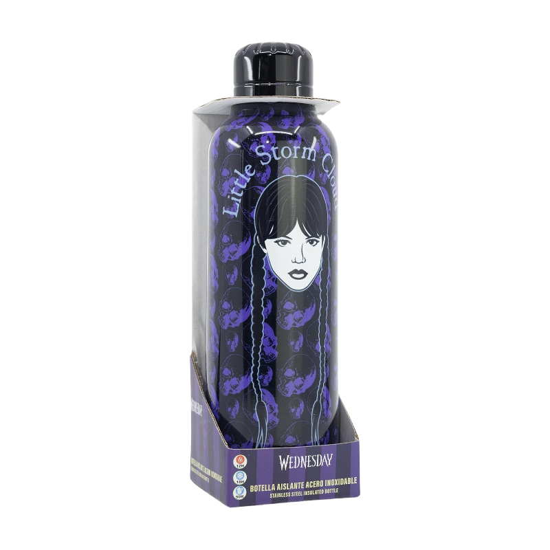 Stor Mercredi Gourde isotherme en acier inoxydable noir et violet - 515 ml