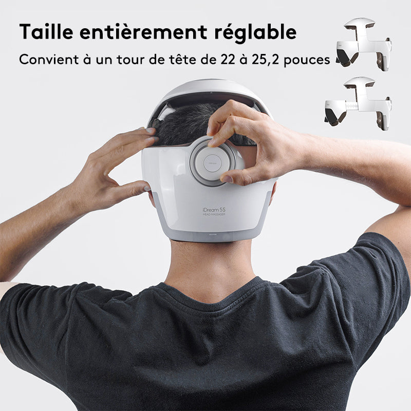 breo iDream5s appareil de massage intelligent pour la tête, massage chauffant par pétrissage et pression pour les yeux et le cou, casque de massage