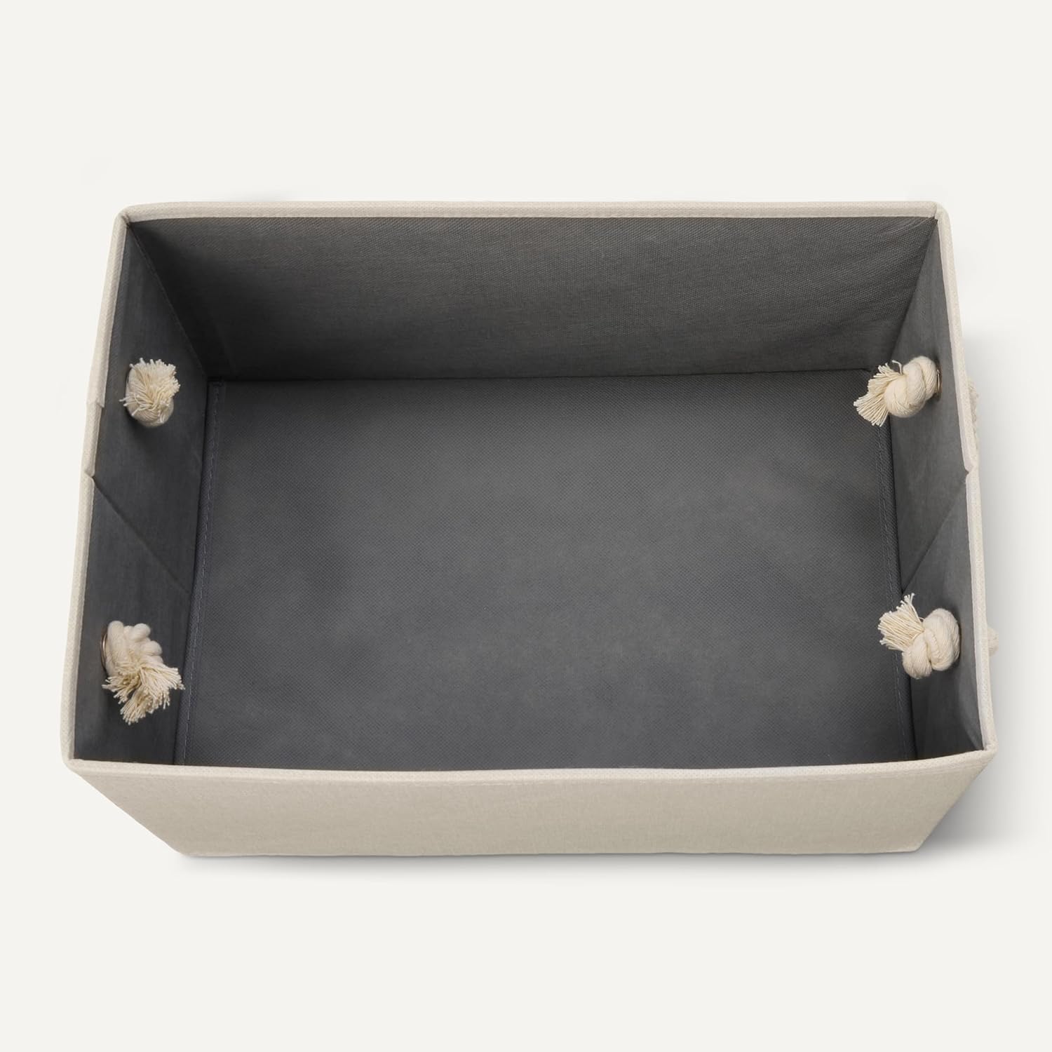 ANQI Lot de 3 boîtes de rangement pliables en lin avec poignées en corde