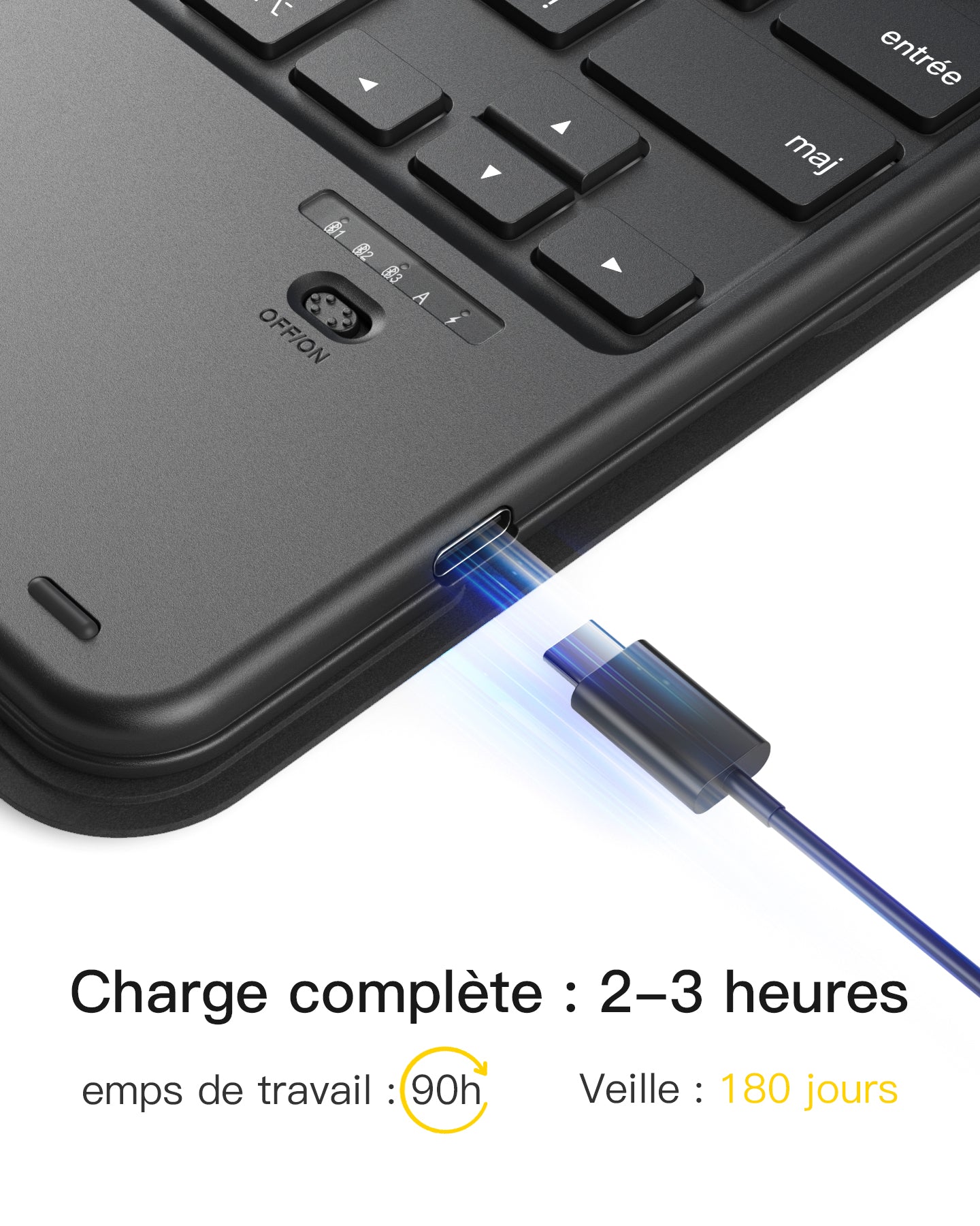 Inateck Coque Clavier Détachable avec Pavé Tactile Compatible iPad pour iPad 11e/10e Gén, pour 10e (10,9")/ 11e (2025 A16), Air 11" M4/M3/M2, Air 6/5/4e, Pro 11 4e-1re