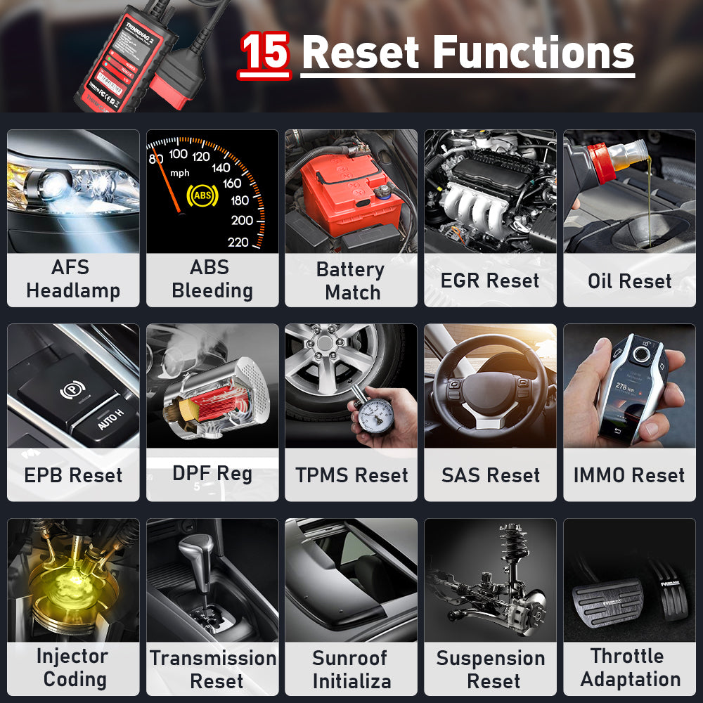 THINKCAR THINKDIAG 2 CAN FD Tous les systèmes 15 Services de réinitialisation ECU Codage OBD2 Scanner Outil de diagnostic de voiture avec abonnement logiciel d'un an