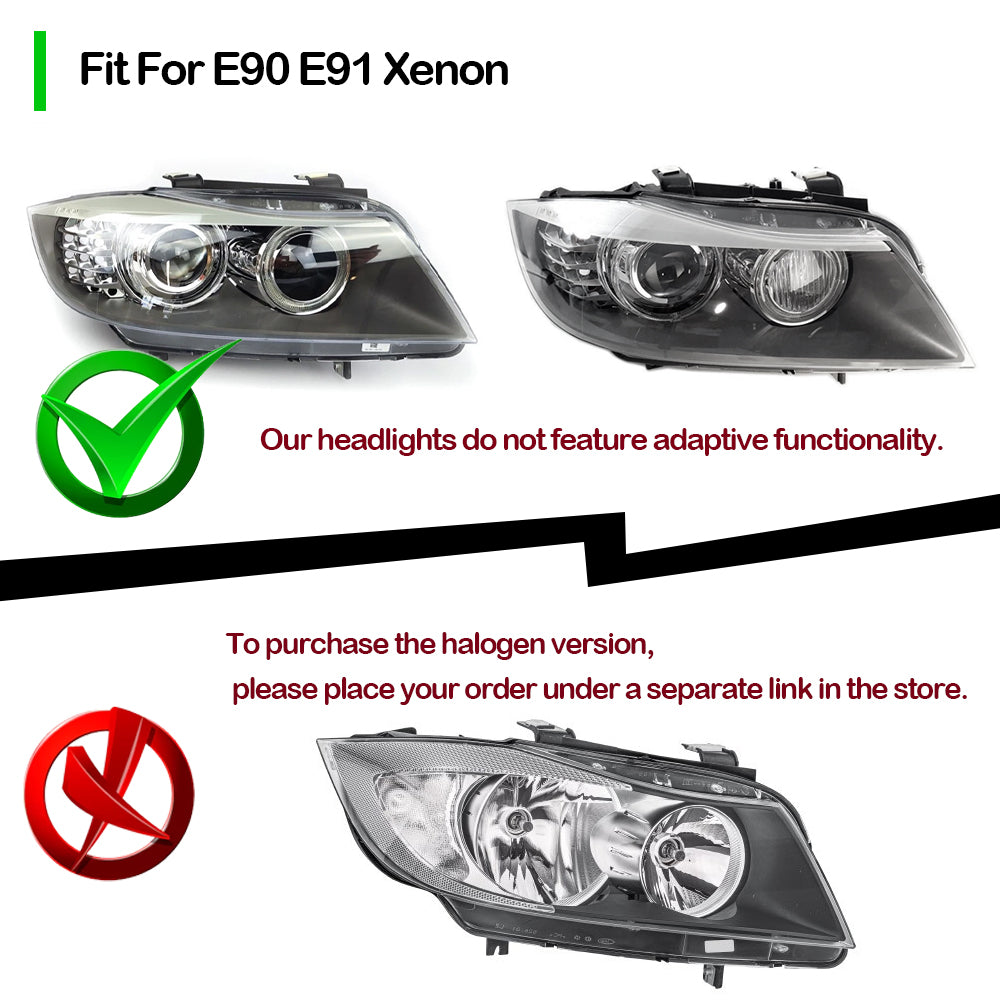 TYPY Projecteur avant LED pour BMW E90, phare xénon d’origine, 2005–2012, 320i/325i/318i, feu de jour, clignotant, feu de croisement, effet Angel Eye, lentille de projecteur