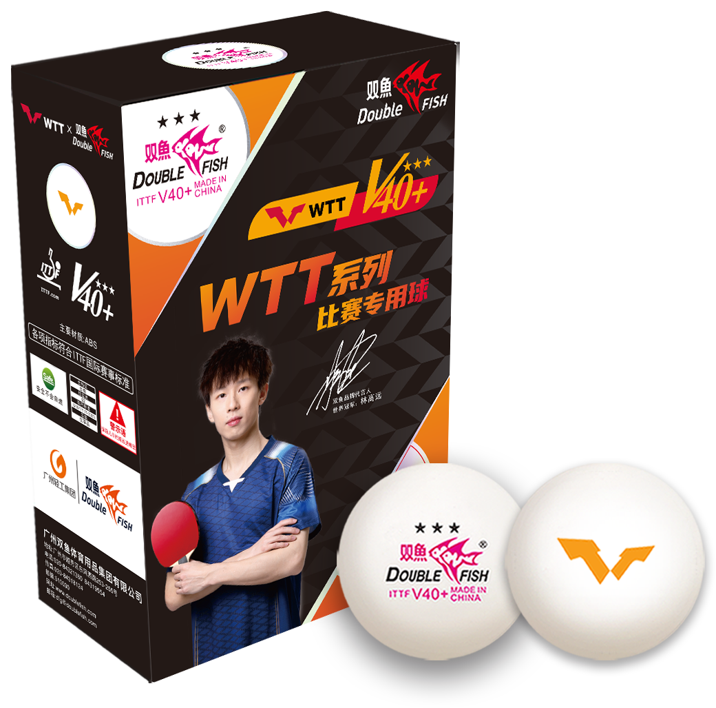 Double Fish WTT Match V40+ Balles de tennis de table ABS à couture 3 étoiles Lot de 6 Blanc