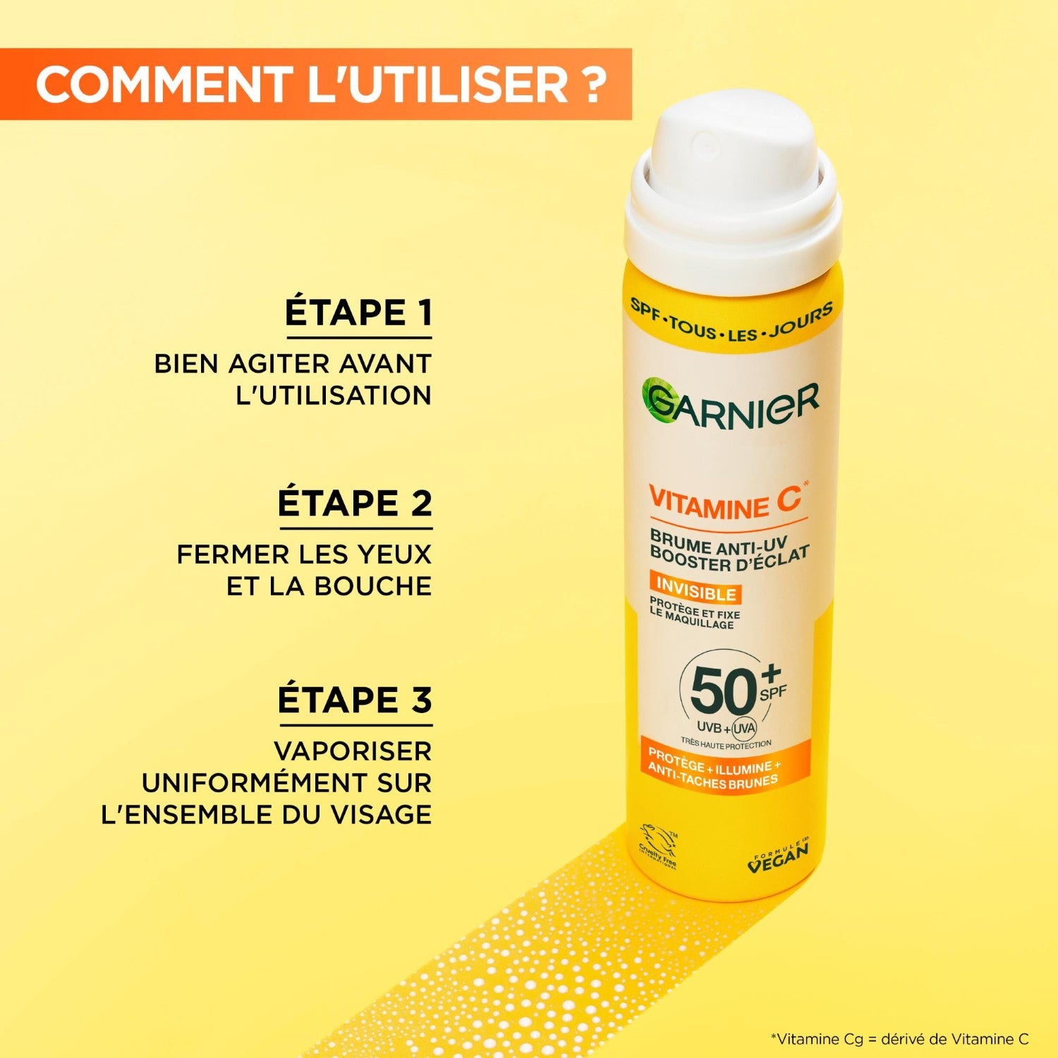 Garnier SkinActive Vitamine C Brume Anti-UV Booster d'Éclat SPF50+ 75 ml