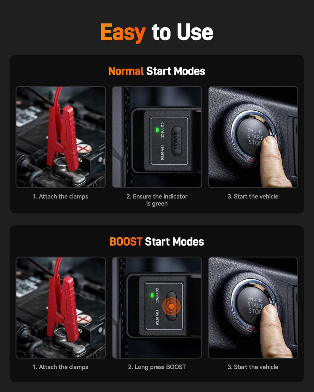 WOLFBOX Booster de démarrage 2000 A avec compresseur d’air, Booster de batterie de voiture portable 37 Wh (jusqu’à moteur essence 5 L) avec gonfleur de pneus 150 PSI
