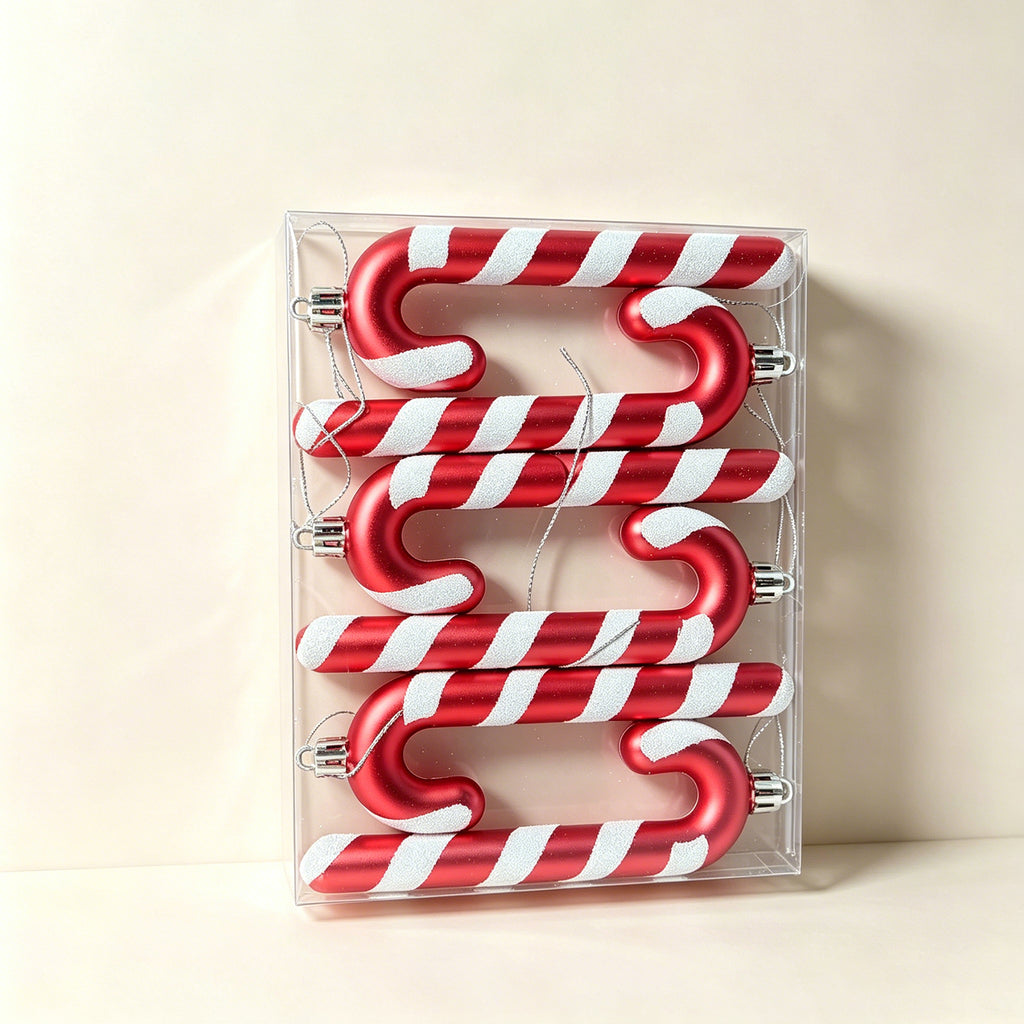 Ju7cer Lot de 6 pendentifs de sapin de Noël en rotin, pour décorer les sapins de Noël, convient pour les mariages, Pâques, anniversaires, vacances, Noël, décoration intérieure, rouge et blanc