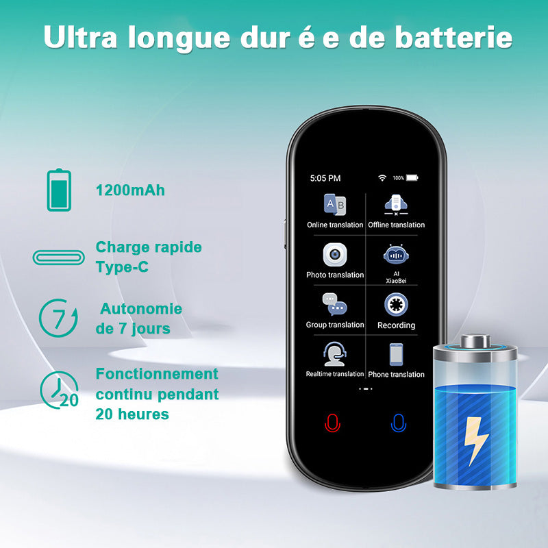 Rexsun Traducteur vocal intelligent, traduction en ligne 139 langues et traduction hors ligne 17 langues, Z2, aspect métallique gris