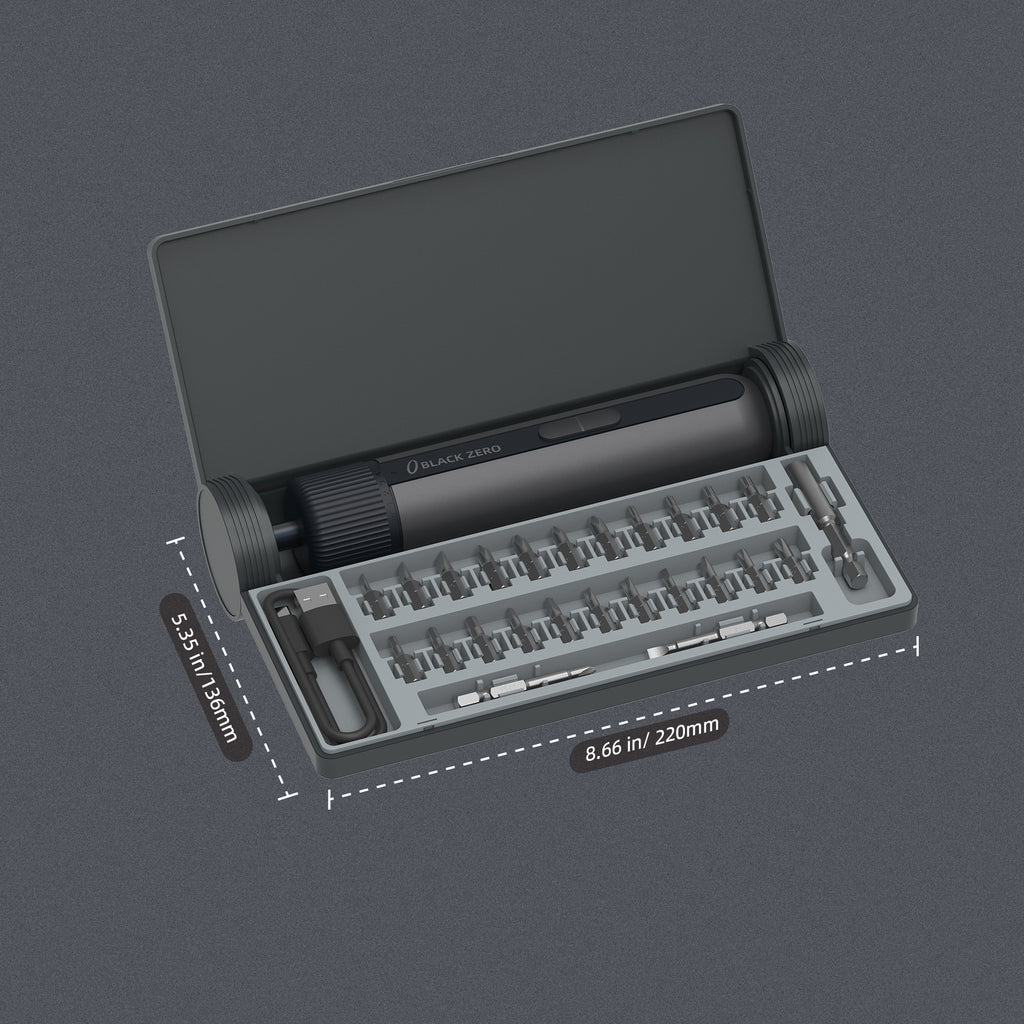 BLACK ZERO Tournevis sans fil, Kit de tournevis électrique puissant 3,6 V à couple élevé, Outil portatif multifonction pour bricolage à domicile, Rechargeable par USB, Compact et léger