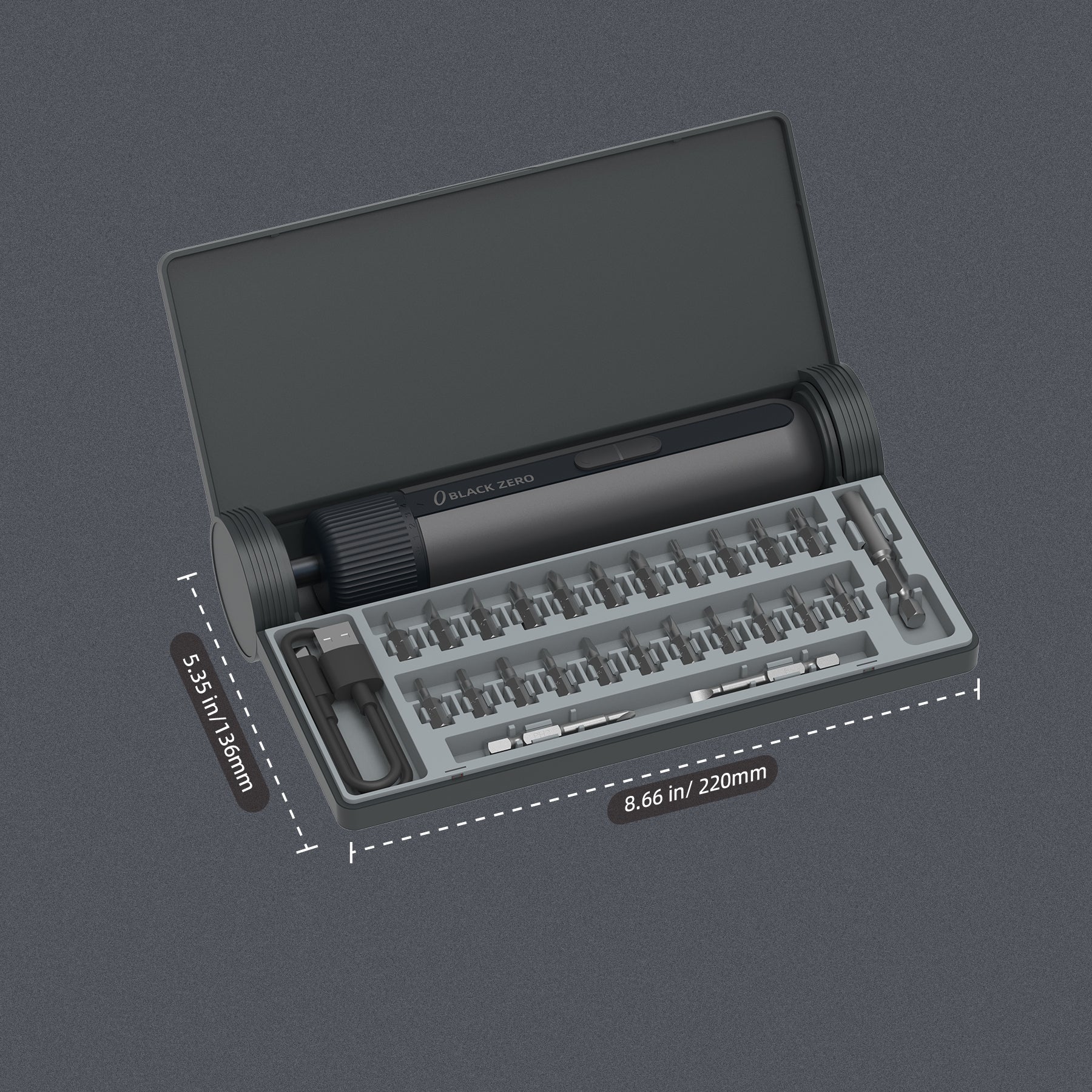 BLACK ZERO Tournevis sans fil, Kit de tournevis électrique puissant 3,6 V à couple élevé, Outil portatif multifonction pour bricolage à domicile, Rechargeable par USB, Compact et léger