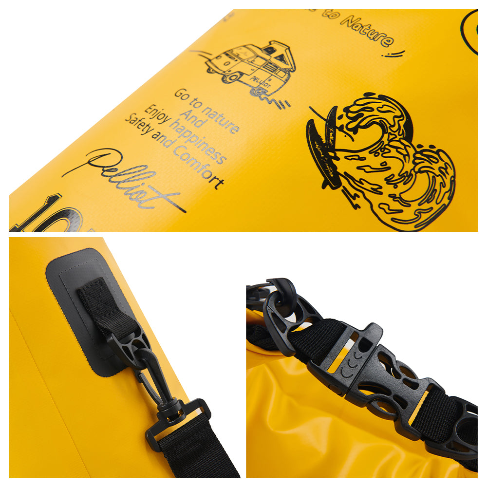 PELLIOT Sac imperméable unisexe Sac de rangement étanche pour sports nautiques – Haute visibilité et fiable, Jaune vif 10 L