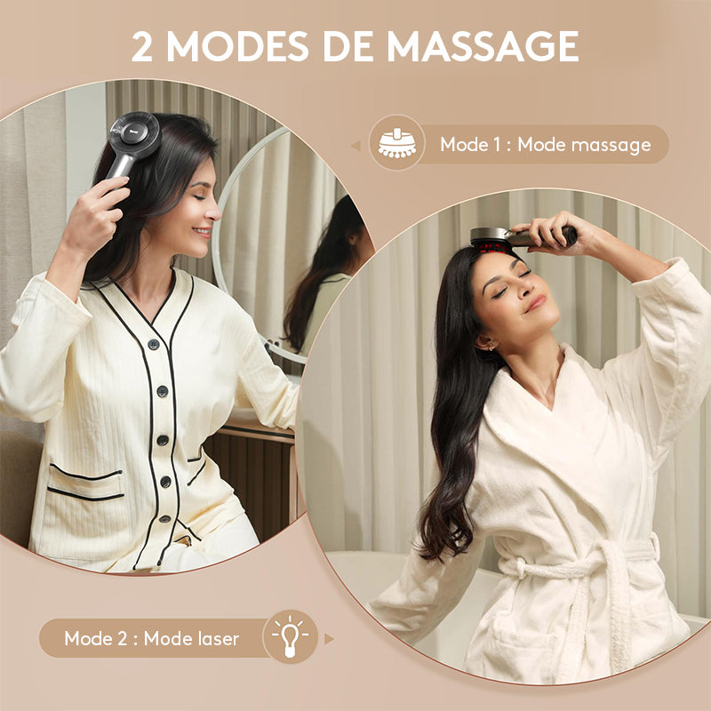 breo Scalp 3L peigne laser de repousse capillaire avec technologie infrarouge 650 nm, masseur du cuir chevelu à 360°, conception étanche, stimulation efficace du cuir chevelu et repousse des cheveux