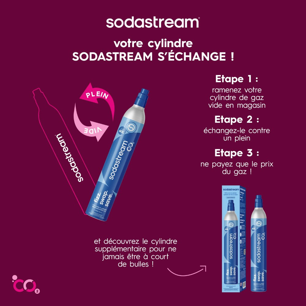 SodaStream Recharge Supplémentaire CO2 60L à Visser | Triple Contrôle Qualité