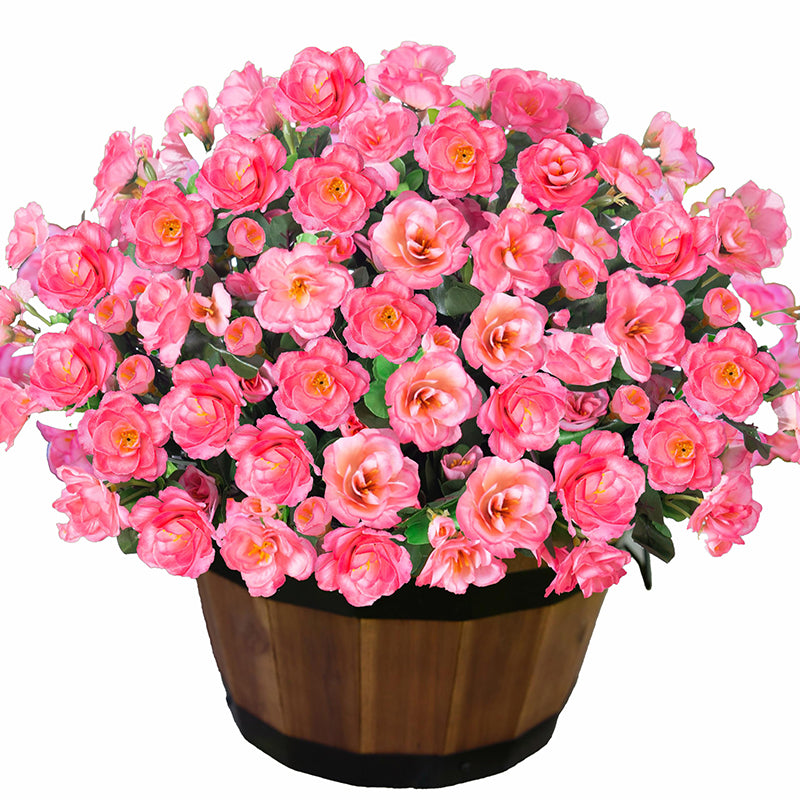 Yuejia Lot de 6 bouquets de fleurs artificielles en soie camélia rose - 38 cm