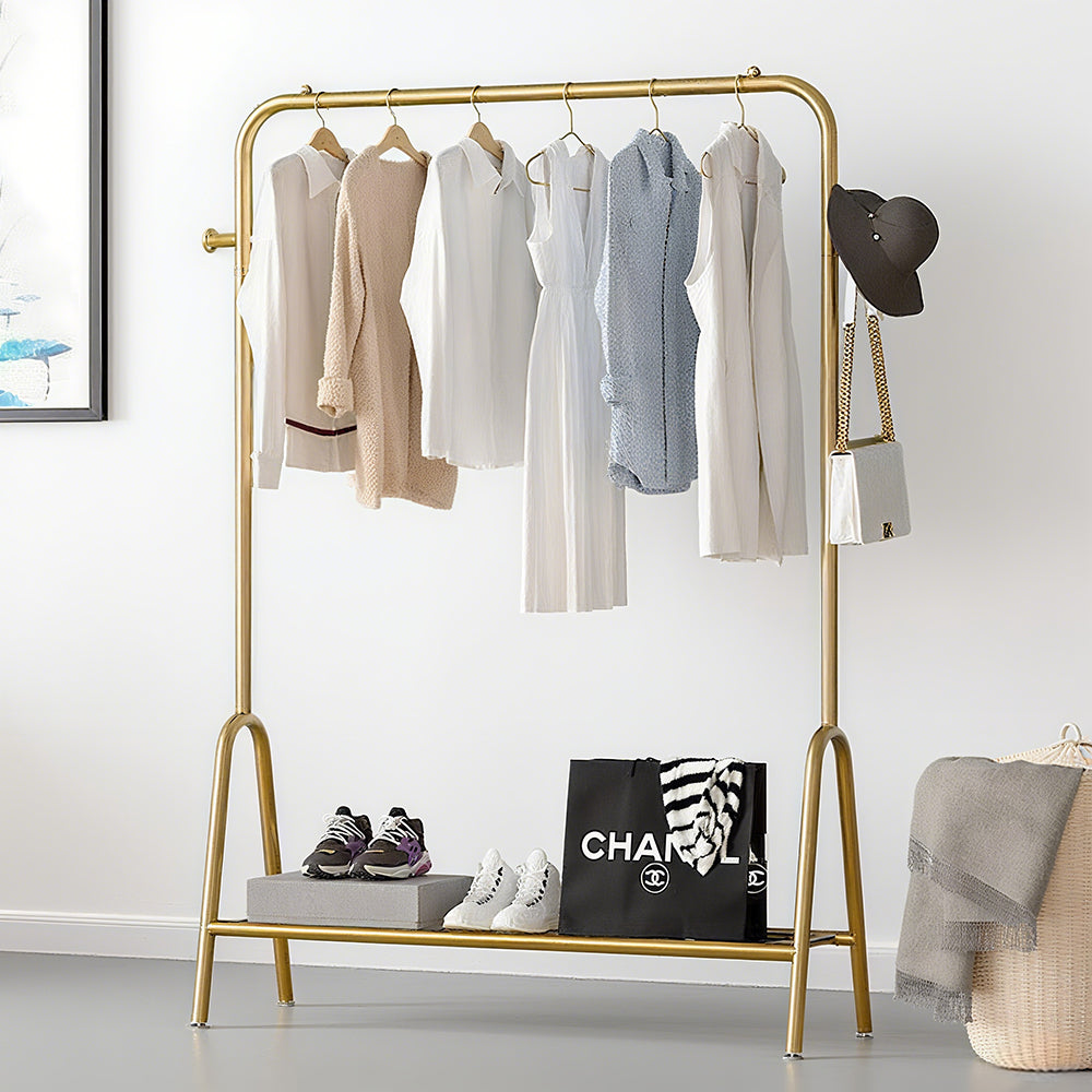 Leli Portant à vêtements sur pied à poteau unique pour chambre et balcon, finition or luxueux, 100 cm