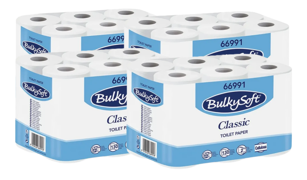BULKY SOFT Papier toilette 2 épaisseurs Blanc certifié Ecolabel 48 rouleaux (4 x 12)