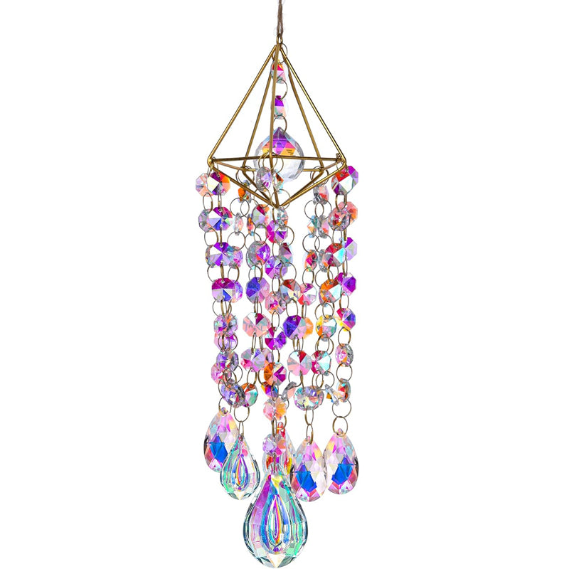 Ju7cer Carillon à vent en cristal irisé lumière et ombre 1 pièce - Décoration de carillon à vent suspendu, Attrape-lumière de jardin, Créateur d’arc-en-ciel pour mariages, Indispensable de Noël