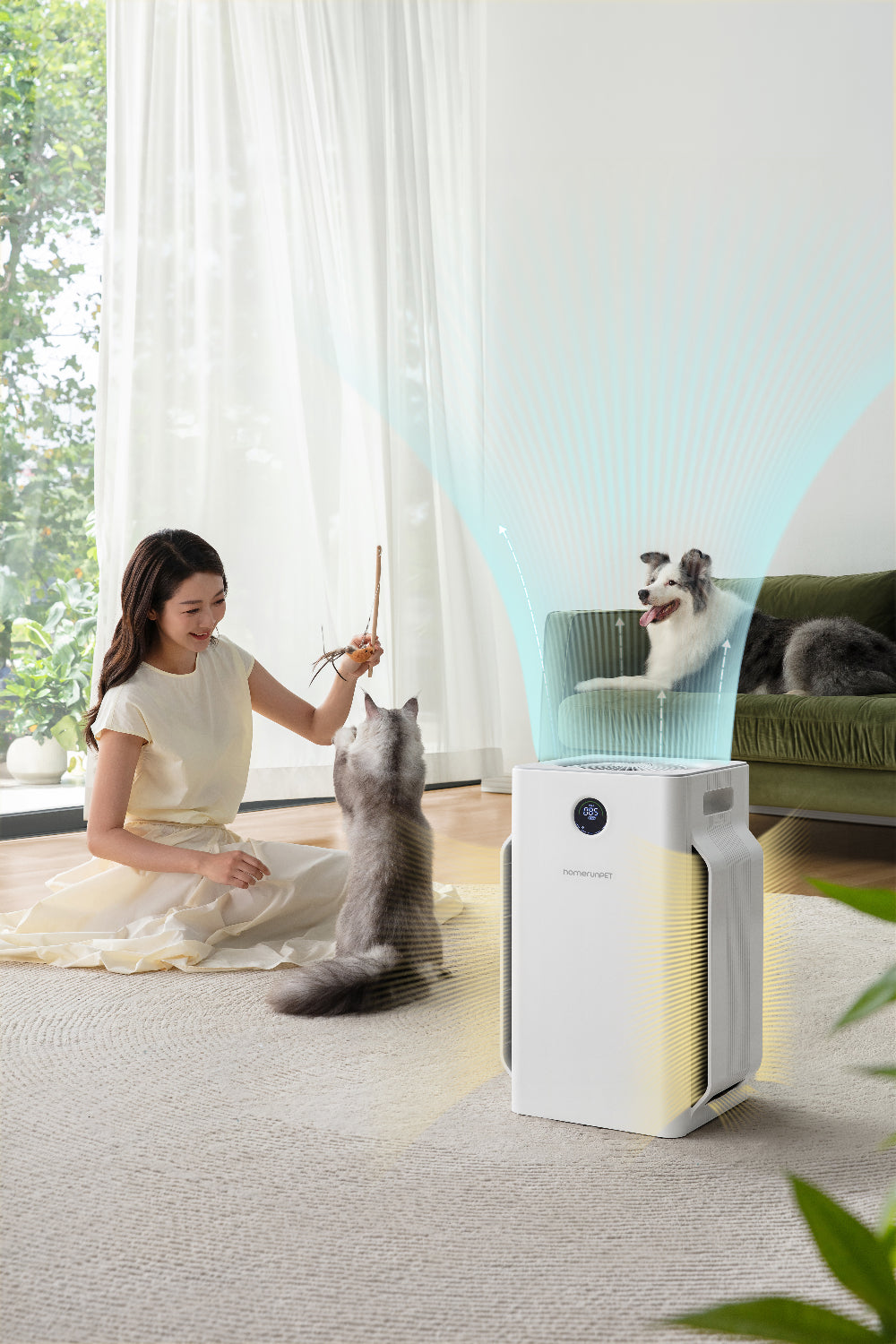 Purificateur d'air Homerunpet D1, canal d'air en forme de U à six côtés, capture efficace des poils, silencieux et efficace, protège la santé respiratoire de toute la famille