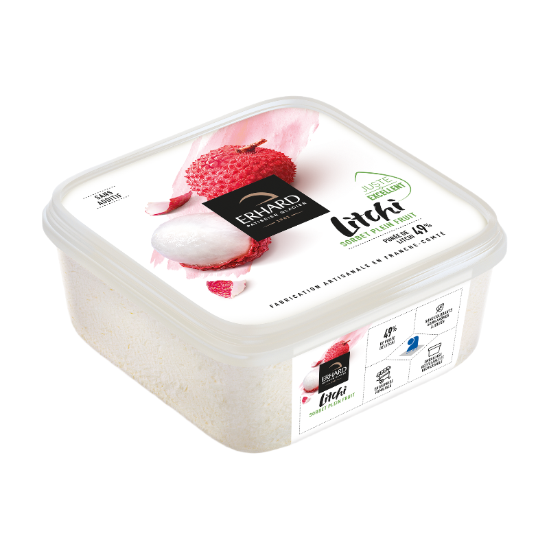 ERHARD Sorbet plein fruit saveur litchi - 488 g