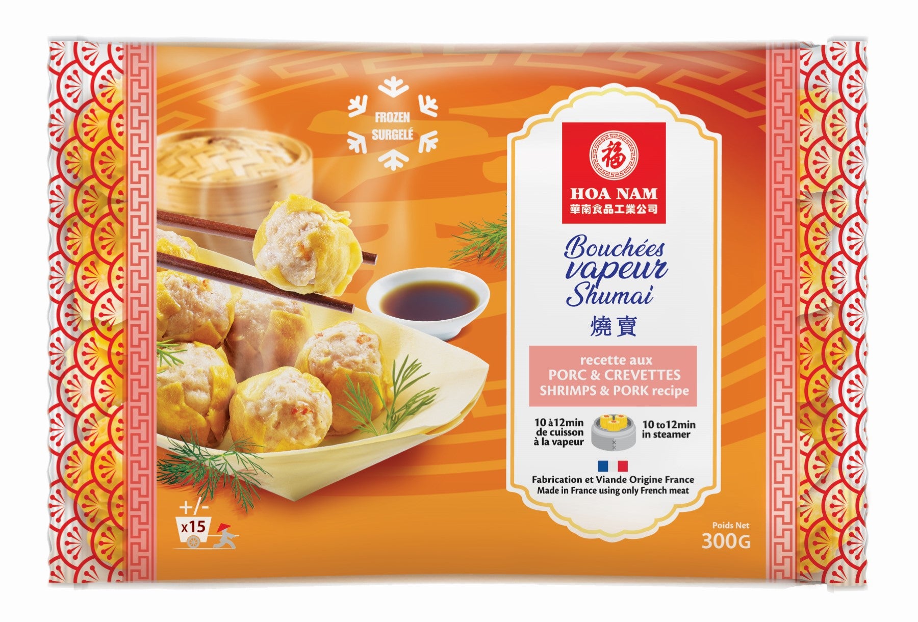 HOA NAM Sachet de 15 bouchées vapeur de porc et crevettes surgelées Siu Mai - 300 g