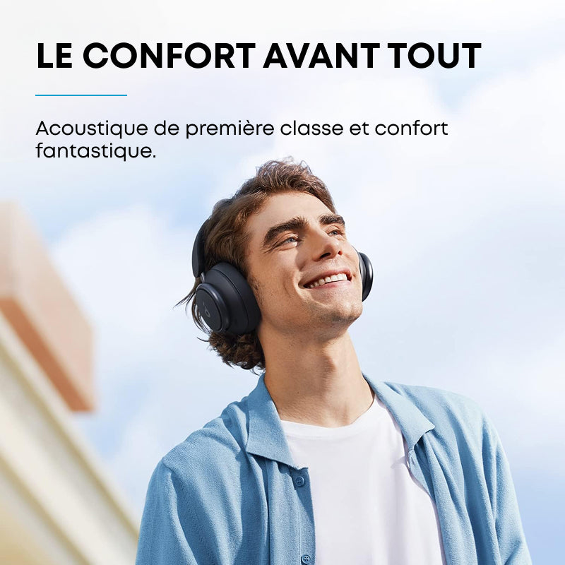 soundcore par Anker Space One Pro Casque sans fil, réduction active adaptative du bruit, 6 microphones, conception pliable, autonomie 60 h, sans perte, charge rapide, audio sans fil haute résolution LDAC