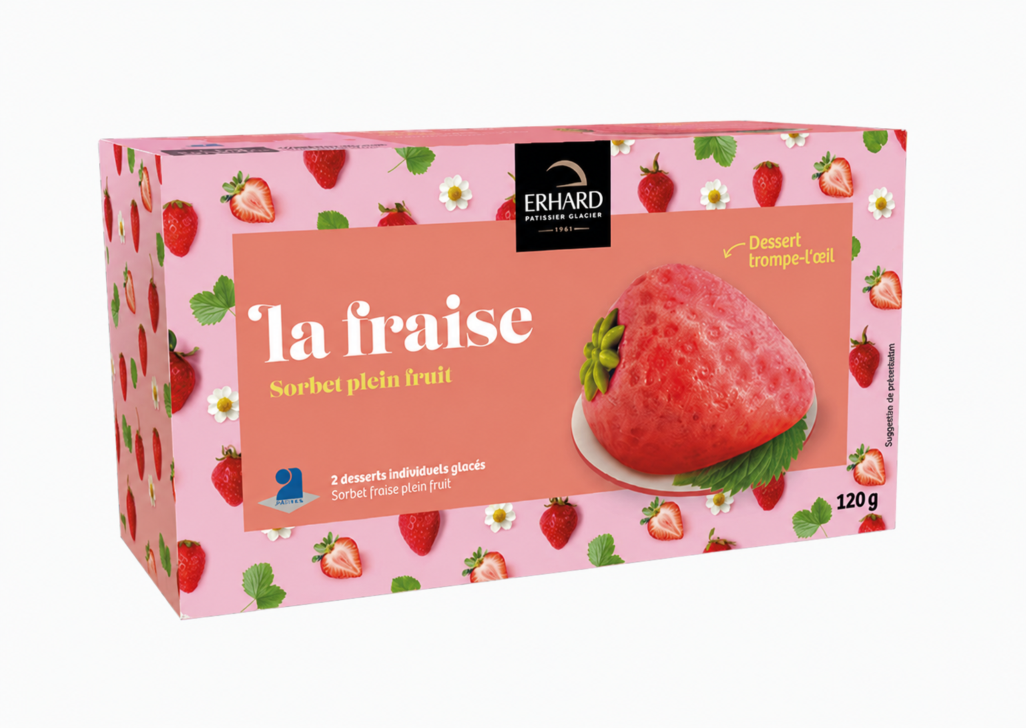 ERHARD Trompe l'œil glacé Fraise x2 120g