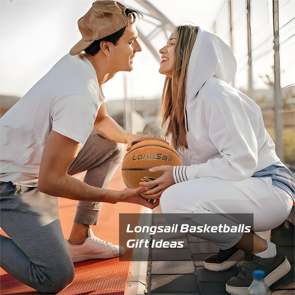 LONGSAIL Ballon de basket premium en cuir composite/microfibre marron - Taille #7