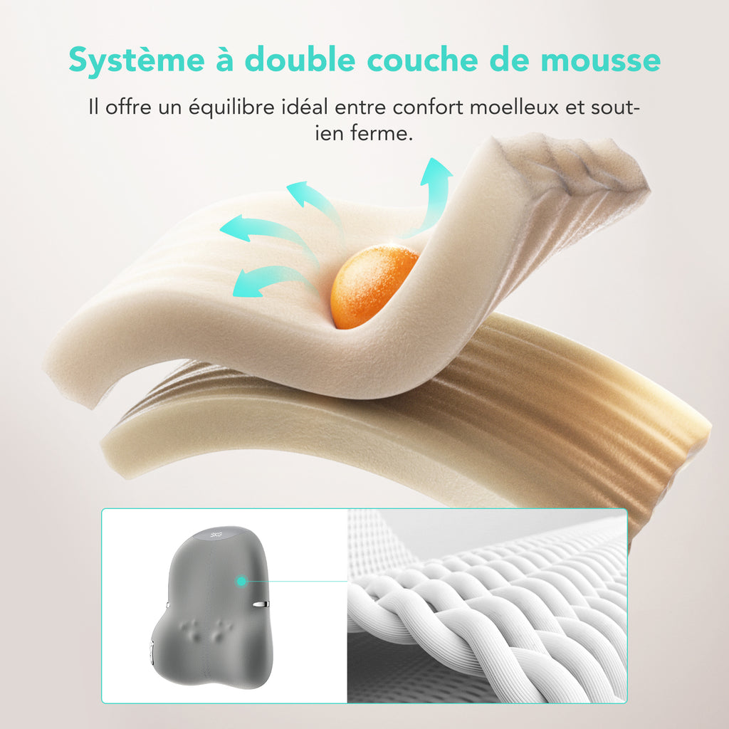 SKG TS700 Support lombaire de massage, Tête de massage 4D, Massage sur rail, Pour bureau et domicile, Cadeau pour l'être aimé